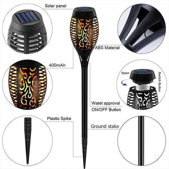 A-051 Spiked Solar Light Torch 1W 130lm Warm White with Photocell IP65