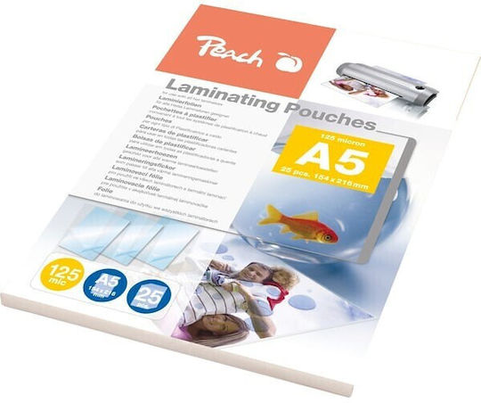Peach Peach Laminating Sheets Glossy A5 125 Microns 25 Pieces