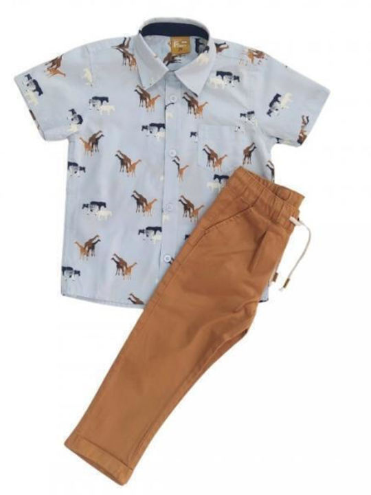 Funky Set Pentru Copii Cu Pantaloni Albastru Deschis 2 Bucăți