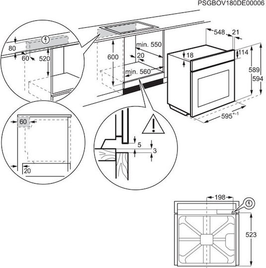 Electrolux Φούρνος άνω Πάγκου 72lt Π59.6εκ. Inox