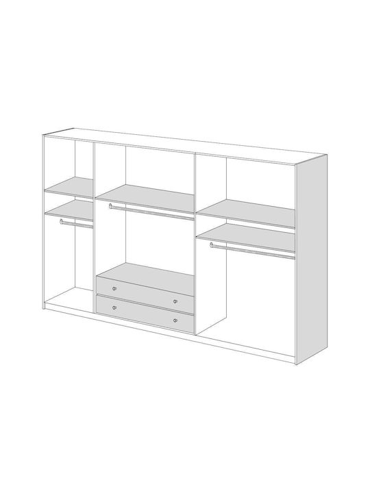 Fünf Türen Kleiderschrank Premium mit Aufsatz New Karydi 252x60x233cm