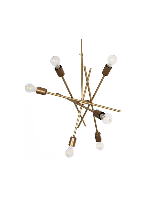 GloboStar Sunfy Pendant Light Bronze Grid for 6 Bulbs E27 60x70x60cm