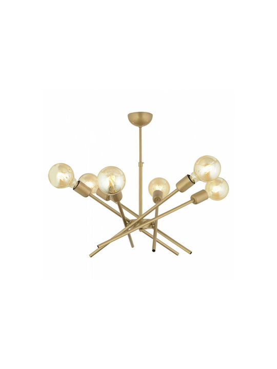 GloboStar Sunfy Pendant Light Bronze Grid for 6 Bulbs E27 60x70x60cm