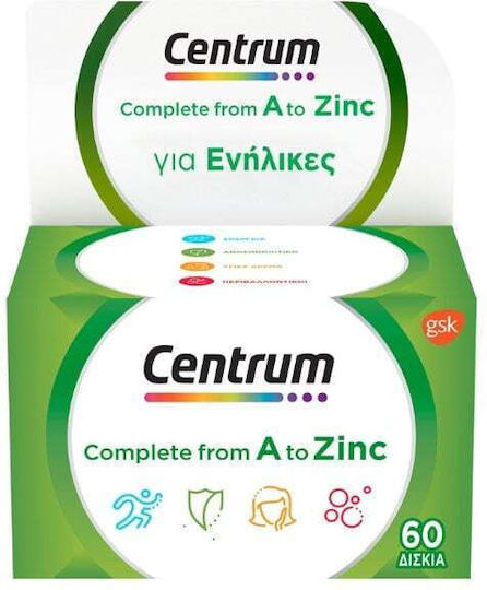 Centrum Complete From A To Zinc Multivitamină Cu vitamine și minerale pentru Energie & Întărirea Sistemului Imunitar 60 Tablete
