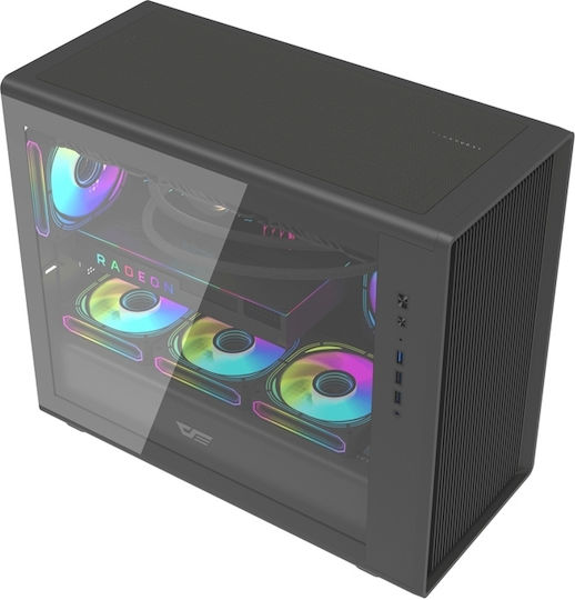 Darkflash DB460M Gaming Midi-Turm Computergehäuse mit Seitenfenster Schwarz