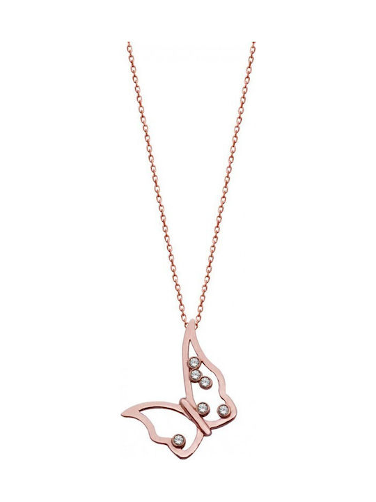 Atofio Kosmima Charm with design Butterfly from White gold 9 K with Zircon