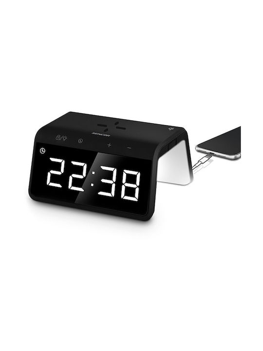 Sencor Tabletop Digital Clock with Alarm & Wireless Charging Black SDC 7900QI