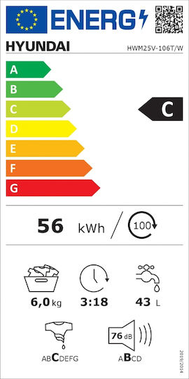 Hyundai Mașină de Spălat Rufe 6kg 1000 Rotiri HWM25V-106T/W