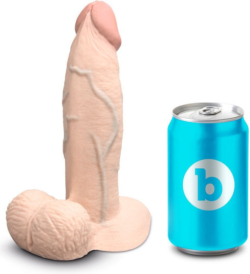 b-Vibe Γυάλινο Dildo με Όρχεις και Βεντούζα Flesh 15cm