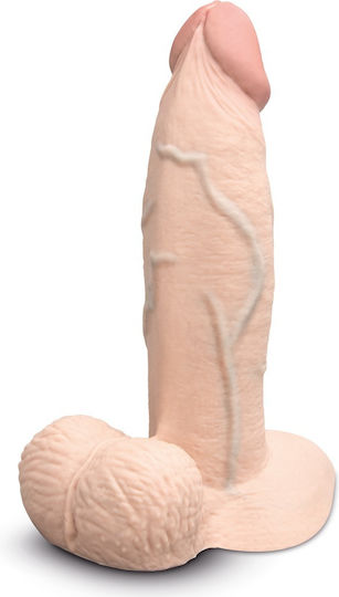 b-Vibe Γυάλινο Dildo με Όρχεις και Βεντούζα Flesh 15cm