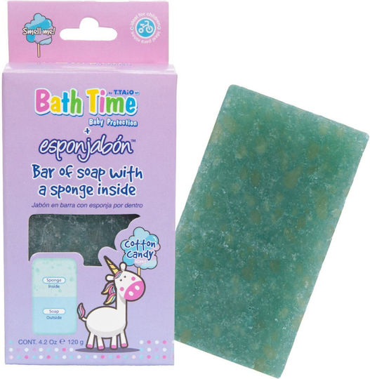 2 In 1 Bath Sponge Soap Cotton Candy Scent Bath Time Esponjabon 100 Gr