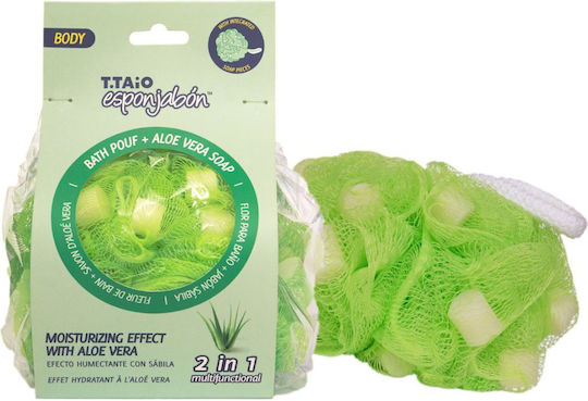 Burete de Duș 2 în 1 Cu Mesh Exfoliant Cu Săpun Integrat Aloe Vera Efect Hidratant Esponjabon 1 Bucată