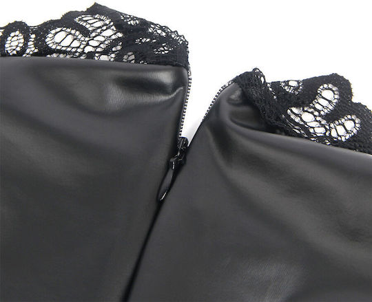 Subblime 957544 Spitzenkragen Lederkleid Schwarz