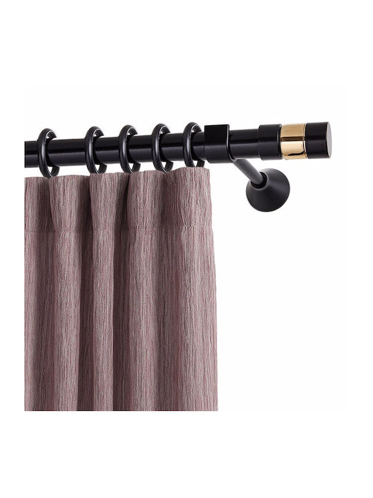 Metallic Curtain Pole KS19 Single Diameter 25mm Length 120cm Black Matte