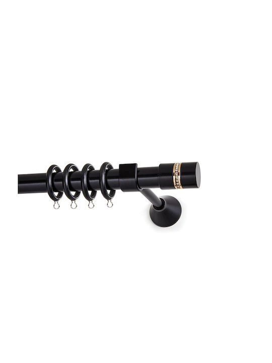 Metallic Curtain Pole KS109 Single Diameter 25mm Length 120cm Black Matte