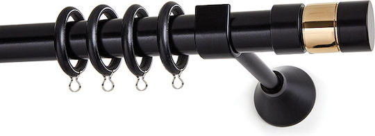 Metallic Curtain Pole KS19 Double with Rod Diameter 25mm Length 140cm Black Matte