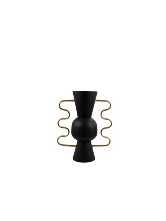 Zen Collection Metallic Black Vase Gold Handles 30x15x40cm 51548