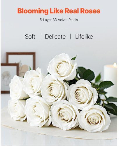 Vevor 60 Pieces White Roses Artificial Bouquet Home Decoration Christmas Rzmghsbs60pc37dsg001v0
