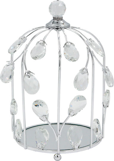 Keskor Metallic Round Decorative Tray with Mirror 15x15x25cm