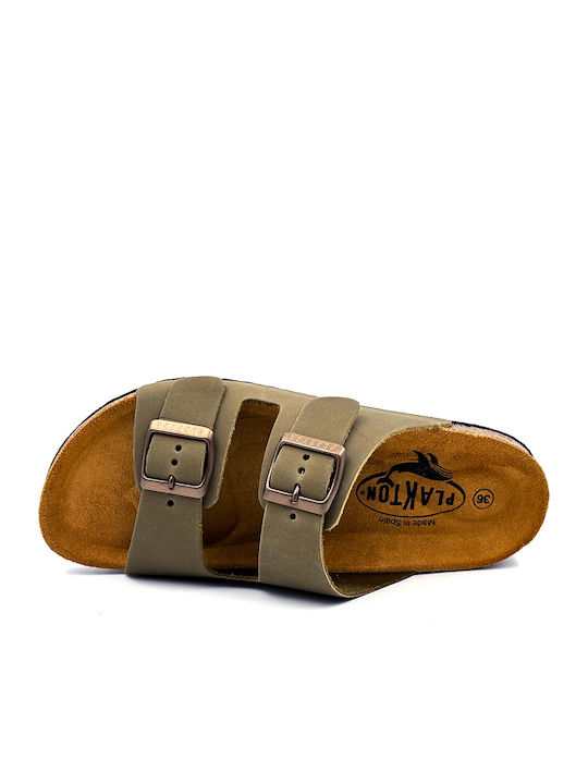 Beta Δερμάτινα Γυναικεία Ανατομικά Σανδάλια Nobuck Khaki