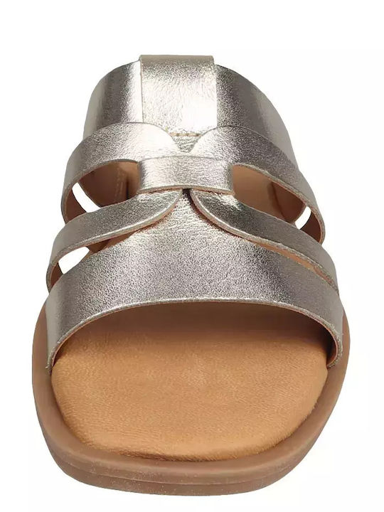 Leder Flache Damen Sandalen Silber