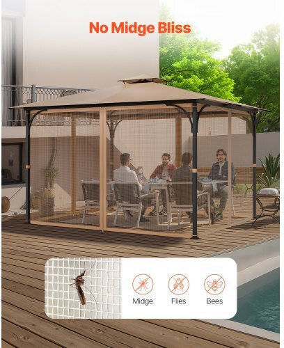 Vevor Replacement Mesh Mesh Gazebo 10x12x7.3 Ft Ltwzdl10ft12civ6iv0