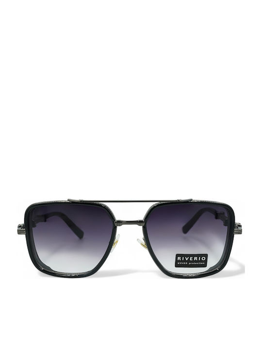 Riverio Unisex Sunglasses with Black Metal Frame and Black Gradient Lens RVD30012