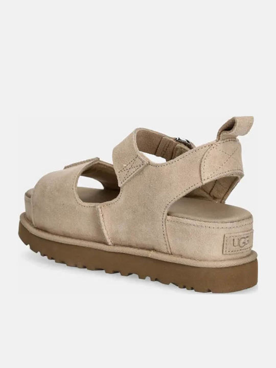 Goldenstar Γυναικεία Σανδάλια Flatforms Μπεζ