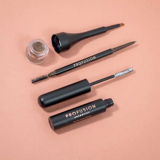Profusion Cosmetics Σετ Μακιγιάζ Φρυδιών Soft Brown 3τμχ