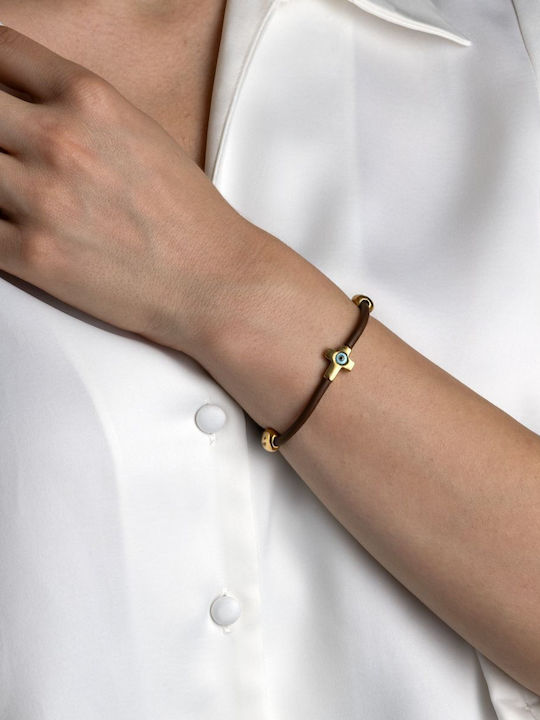 Moero Women's Bracelet with Cross design made of Silver Gold Plated