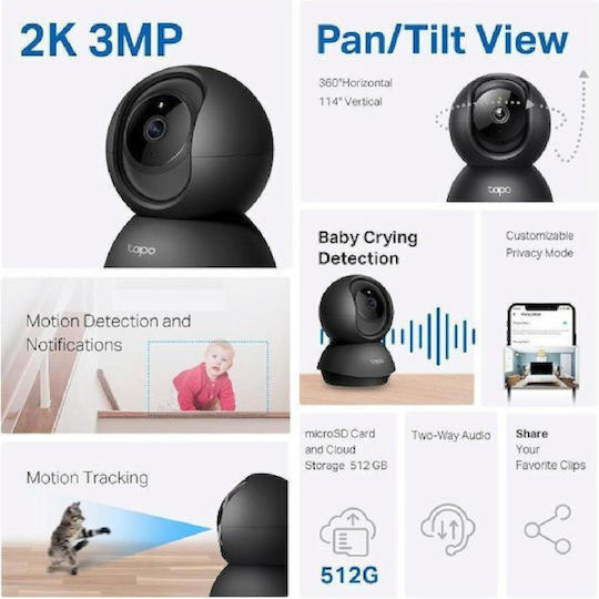 TP-LINK Tapo C211 v3 IP Surveillance Camera Wi-Fi Full HD+ 3MP with Two-Way Communication and Lens 2.4mm
