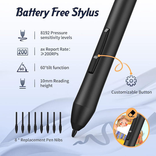 Ugee M708 Γραφίδα Σχεδίασης χωρίς Οθόνη 6"