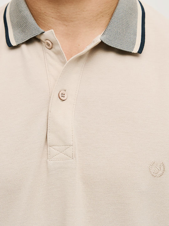 Polo Bluza Tricou Cu Mânecă Scurtă Bej Ecru
