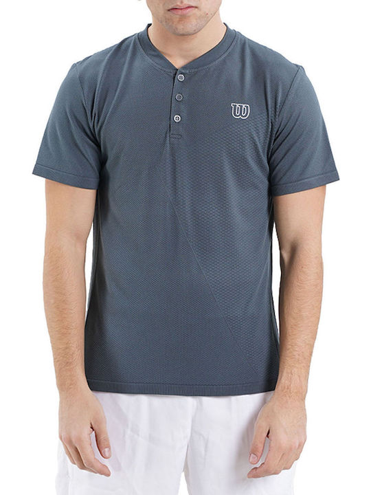 Wilson Power Seamless Henley II WRA789102 Herren Tennisbekleidung Grau