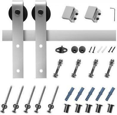 Vevor 6.6ft Sliding Barn Door Hardware Kit Single Sliding Barn Door Silver