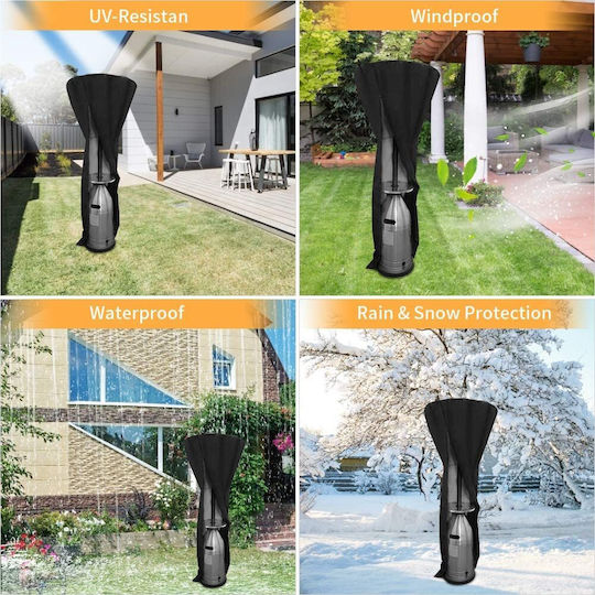Acoperire de Protecție pentru Încălzitor de Terasă din Poliester 210d Rezistent la Apă și UV de Înaltă Calitate 226 X 85 X 48 Cm Negru