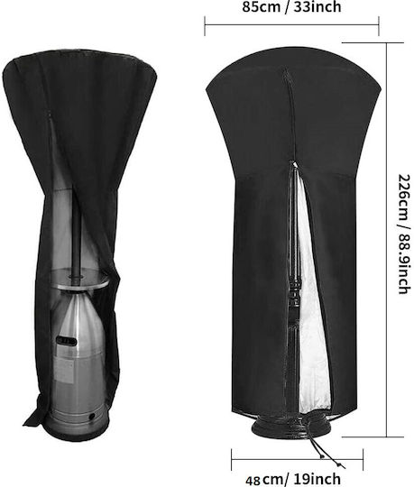 Acoperire de Protecție pentru Încălzitor de Terasă din Poliester 210d Rezistent la Apă și UV de Înaltă Calitate 226 X 85 X 48 Cm Negru