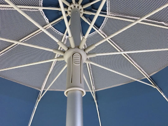 Maui & Sons Folding Aluminum Beach Umbrella Diameter 1.9m with Sunshade UV Protection and Air Vent Blue with Sunshade