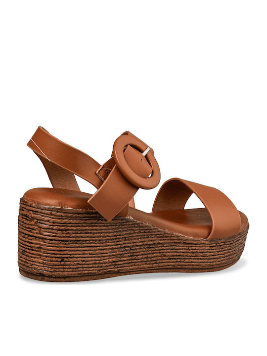 Women's Synthetic Leather Platform Shoes Brown