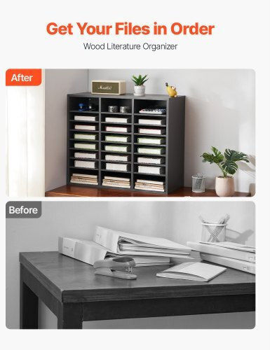 Vevor Wooden Literature Organizer Adjustable Shelves Gray Wjjekbhb24g93kuelv0