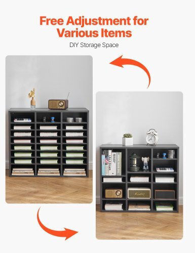 Vevor Wooden Literature Organizer Adjustable Shelves Gray Wjjekbhb24g93kuelv0