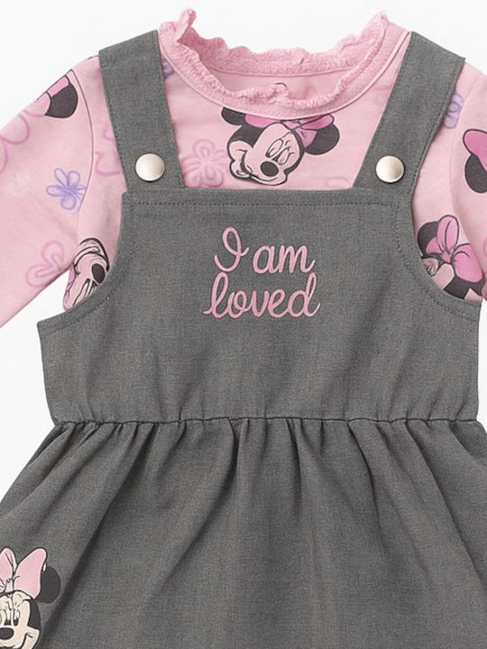 Minnie Παιδικό Φόρεμα Μακρυμάνικο Σετ με Μπλούζα Pink