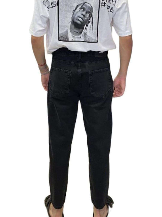 Ανδρικό Παντελόνι Τζιν Cropped με Slim Εφαρμογή Black