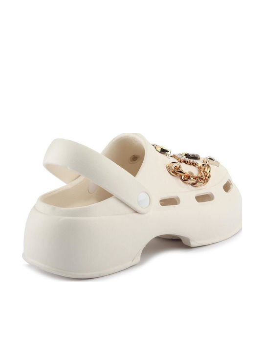 Fshoes Γυναικεία Σαμπό Λευκά