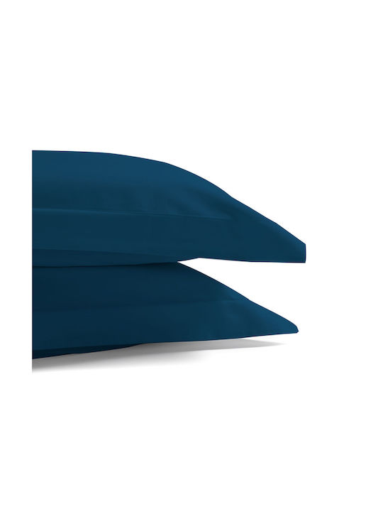 Aslanis Home Satin Plain Pillowcase Set Oxford Dark Blue 50x70cm.