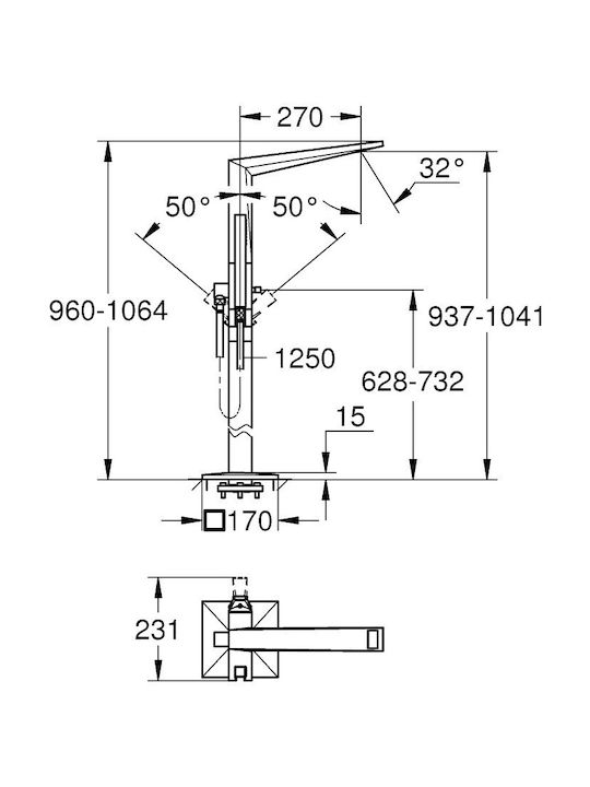 Grohe Allure Brilliant Single Стълб за душ с Батерия 106.4см Сребрист