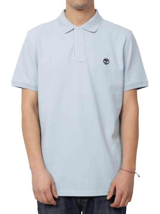 Millers River Pique Polo Herrenbluse Kurzarm Hellblau