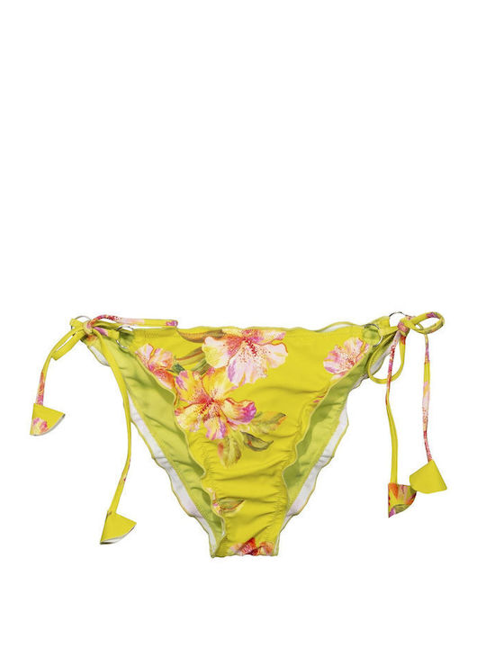 Bikini Slip με Κορδονάκια Floral