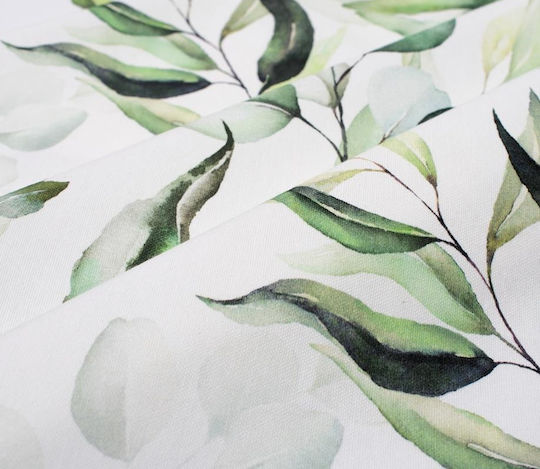 Kariert Fleckabweisend Leaves 462 White-green 90x90cm