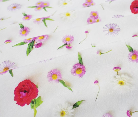 Kariert Fleckabweisend Daisies 463 White-pink 90x90cm